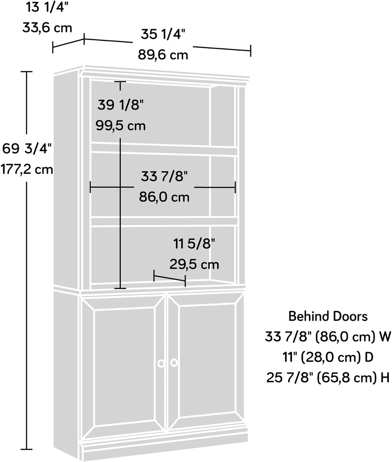 Sauder Miscellaneous Storage Transitional 3-Shelf 2-Door Bookcase/ Book shelf, Sindoori Mango finish