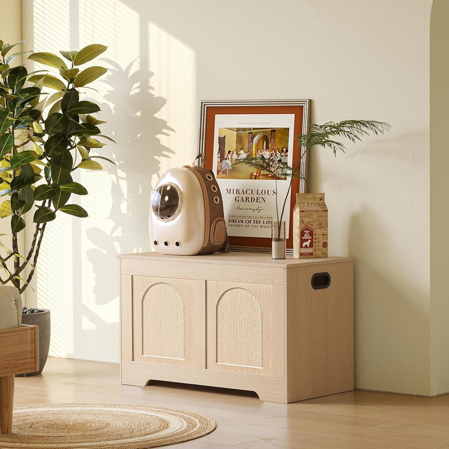 DINZI LVJ Storage Chest, 31.5”Wooden Toy Box with 2 Safety Hinges, Entryway Storage Bench with Flip-Top, Sturdy Storage Trunk for Living Room, Bedroom, Easy Assembly, Natural