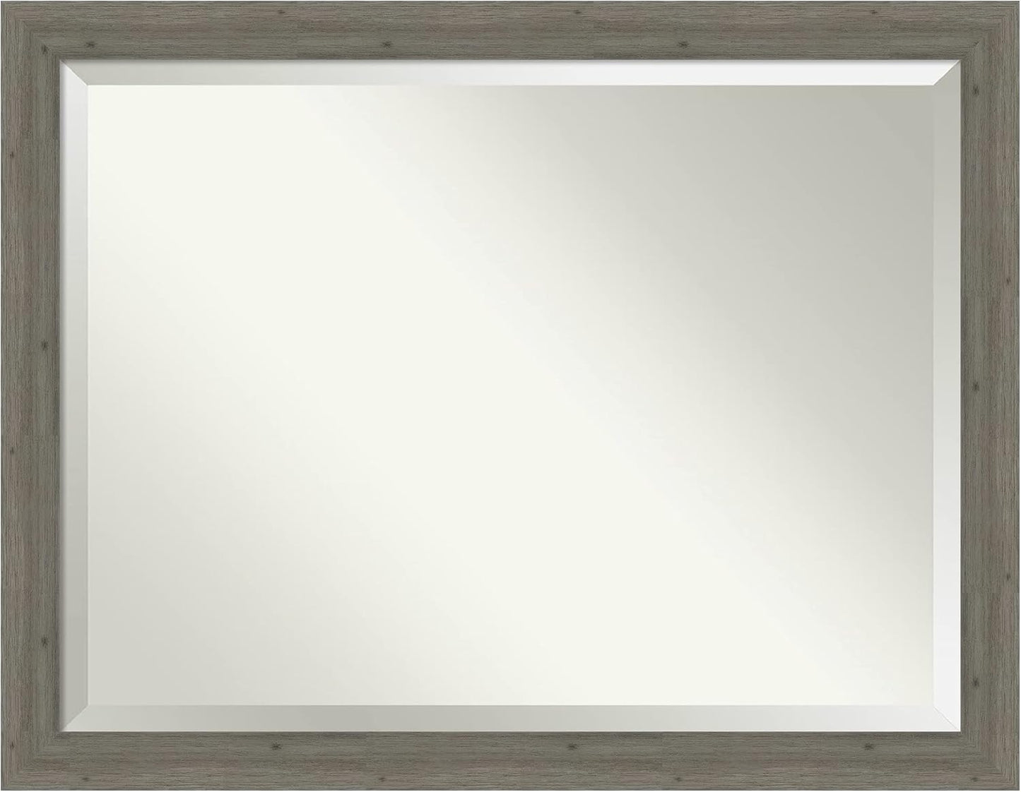 Amanti Art Grey Wall Mirror 35x45 Fencepost Grey Narrow Rectangle Bathroom Mirror for Wall Decor Living Room, X-Large Country Rustic Wood Frame, Hangs Horizonally and Vertically, Bathroom Decor,