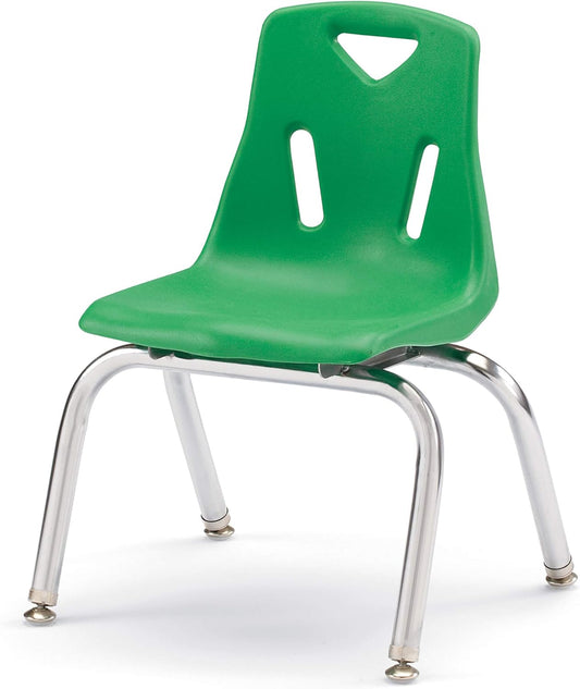 Jonti-Craft Berries 8142JC1119 Stacking Chair with Chrome-Plated Legs, 12" Height, Green