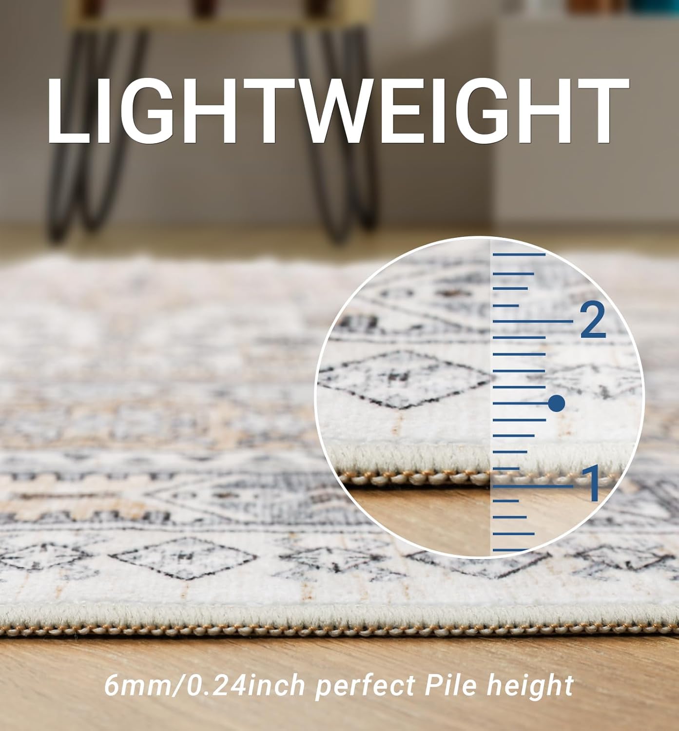 zesthome 2x3 Entryway Rug, Soft Washable Rugs, Non Slip Area Rug, Stain Resistant Low Pile Rugs for Bedroom, Vintage Rug for Door Mat, Kitchen (Beige,2'x3')