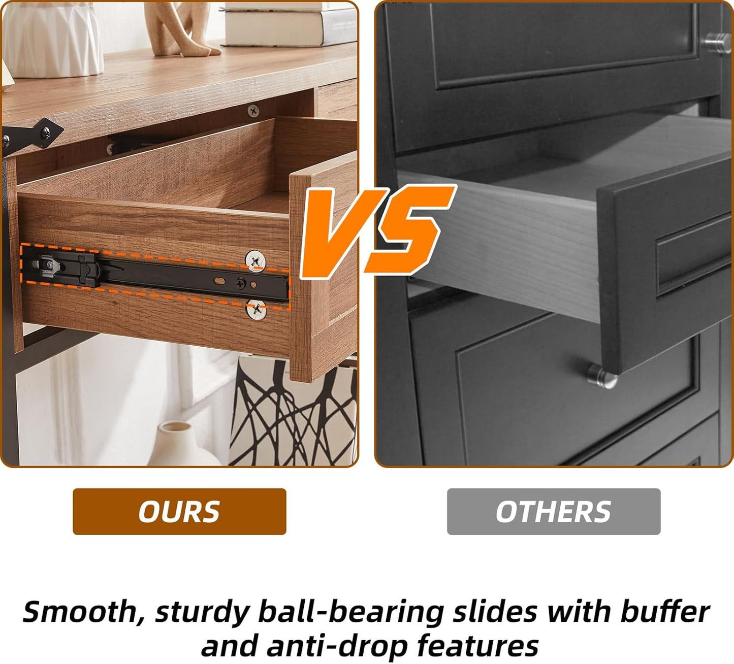 HOMBAZAAR Entryway Table,Rustic Console Table with 2 Drawers, Industrial Console Tables with Storage for Entryway, Hallway, Living Room,Brown,47 Inch