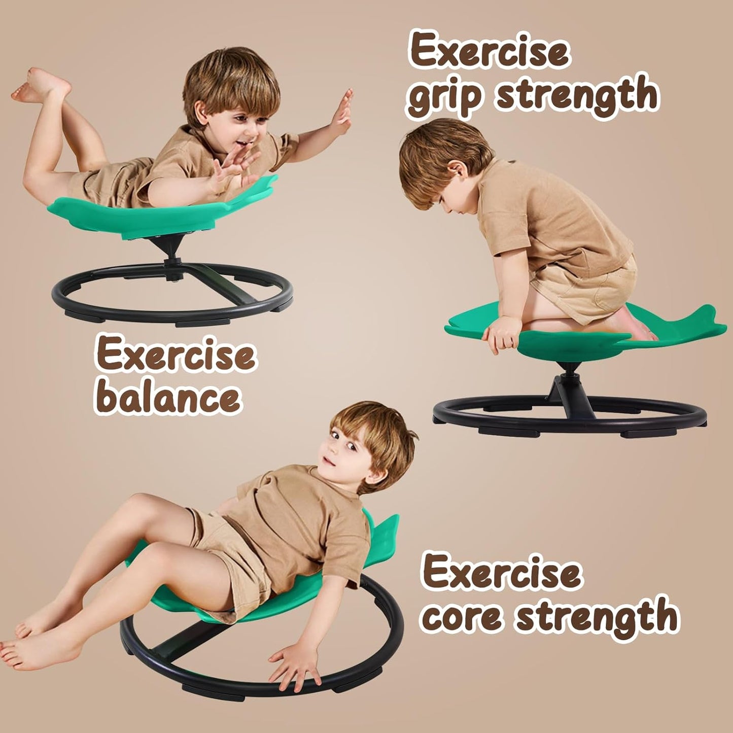 Spinning Chair for Autistic Kids, Sensory Toys for Kids With Autism, 360° Sensory Swivel Chair, Fish-Shaped Spin Seat for Children With ADHD, Safe & Smooth Sit and Spin Improve Balance (Dark Green)