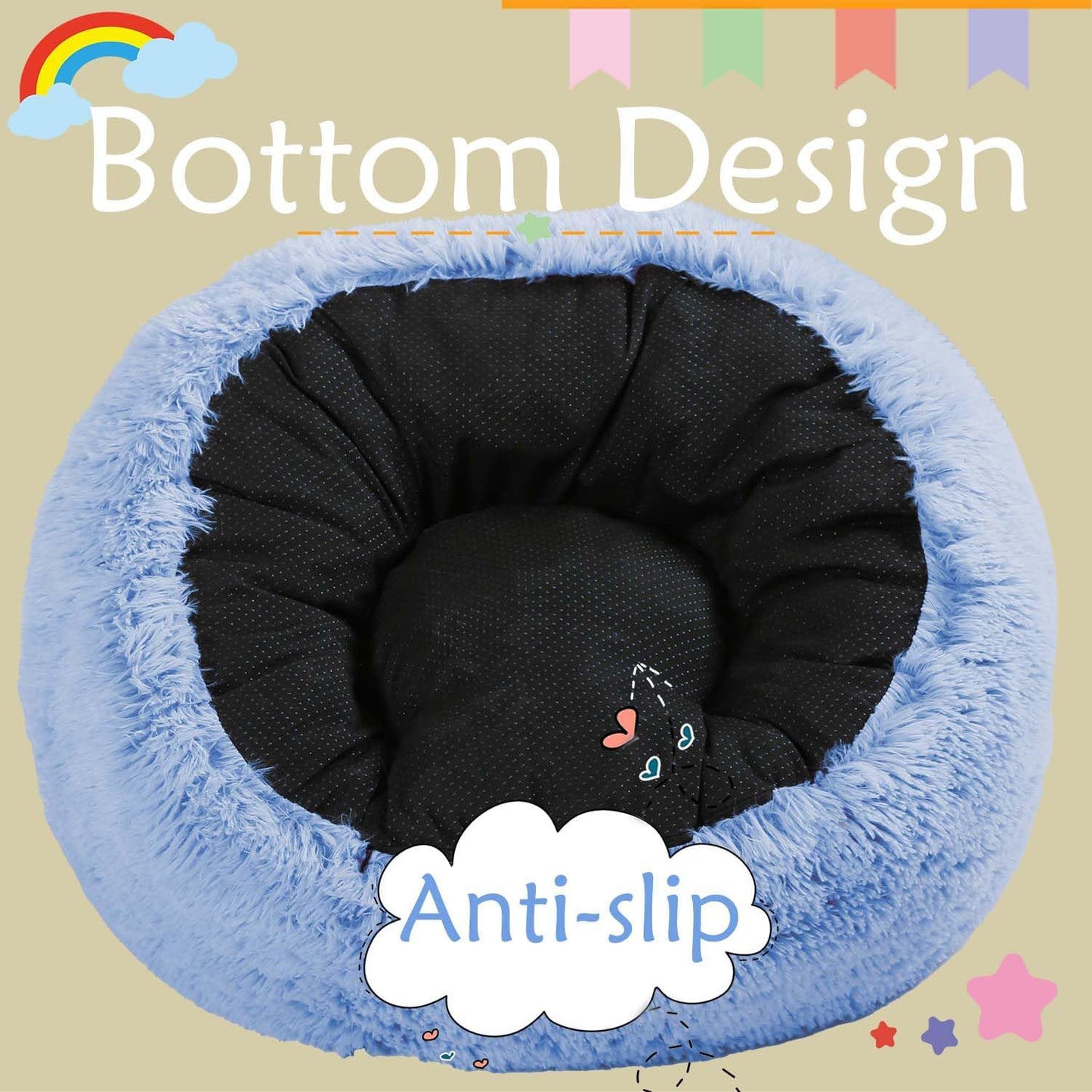 Bean Bag Chair for Kids with Plush Faux Fur Cover, 2.5FT Memory Foam Filled Bean Bag for Teens & Kids, Lazy Sofa for Living Room/Bedroom/Dorm, Rabbit-Ears Design