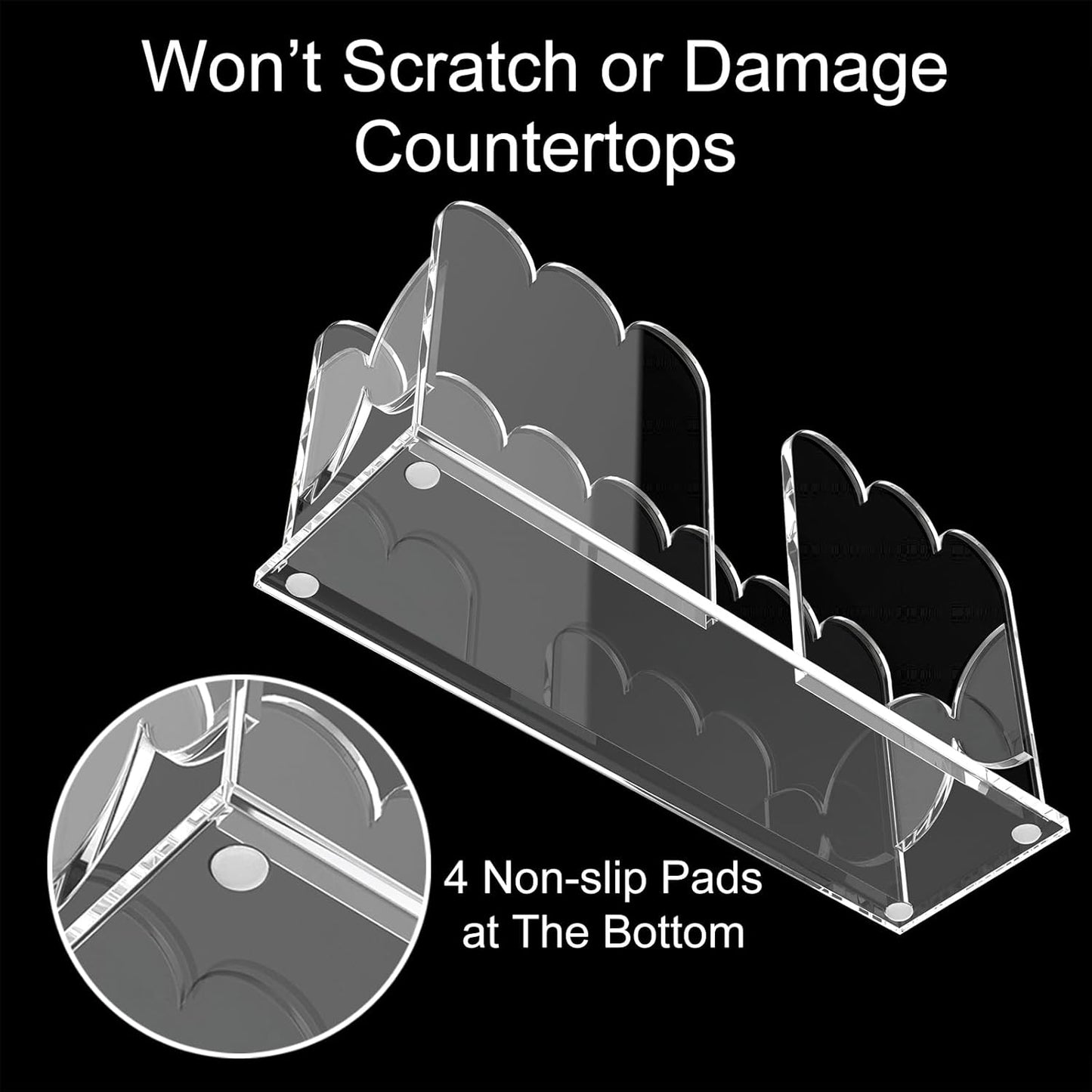 LUGUNU Acrylic Napkin Holder-Clear Scalloped Napkin Dispenser for Bathroom, Kitchen, Dining Room–Stylish Guest Hand Towel & Disposable Paper Holder for Weddings, Hotels, and Home Decor