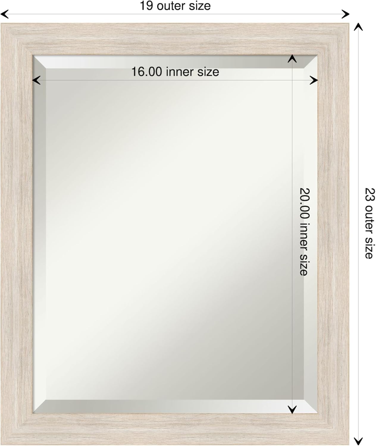 Amanti Art White Bathroom Mirror for Over Sink, 23x19 Hardwood White Wash Narrow Rectangle Vanity Mirror, Small Rustic Farmhouse Wood Frame, Hangs Horizonally and Vertically, Bathroom Wall Decor