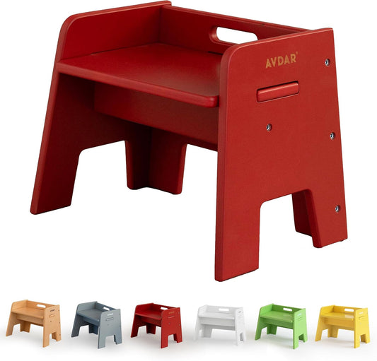 Wooden Step Stool for Kids, 14” One Step Stool for Toddlers, Heavy Duty Non-tip Non-Slip for Bedroom/Kitchen