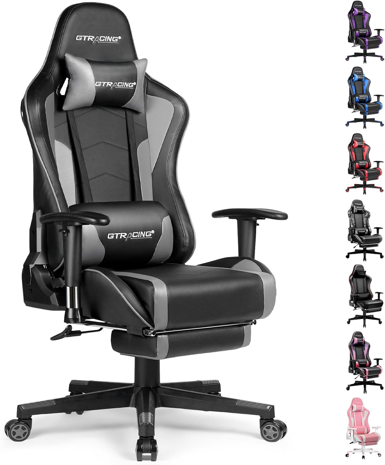 GTRACING Gaming Chair with Footrest Speakers Video Game Chair Bluetooth Music Heavy Duty Ergonomic Computer Office Desk Chair