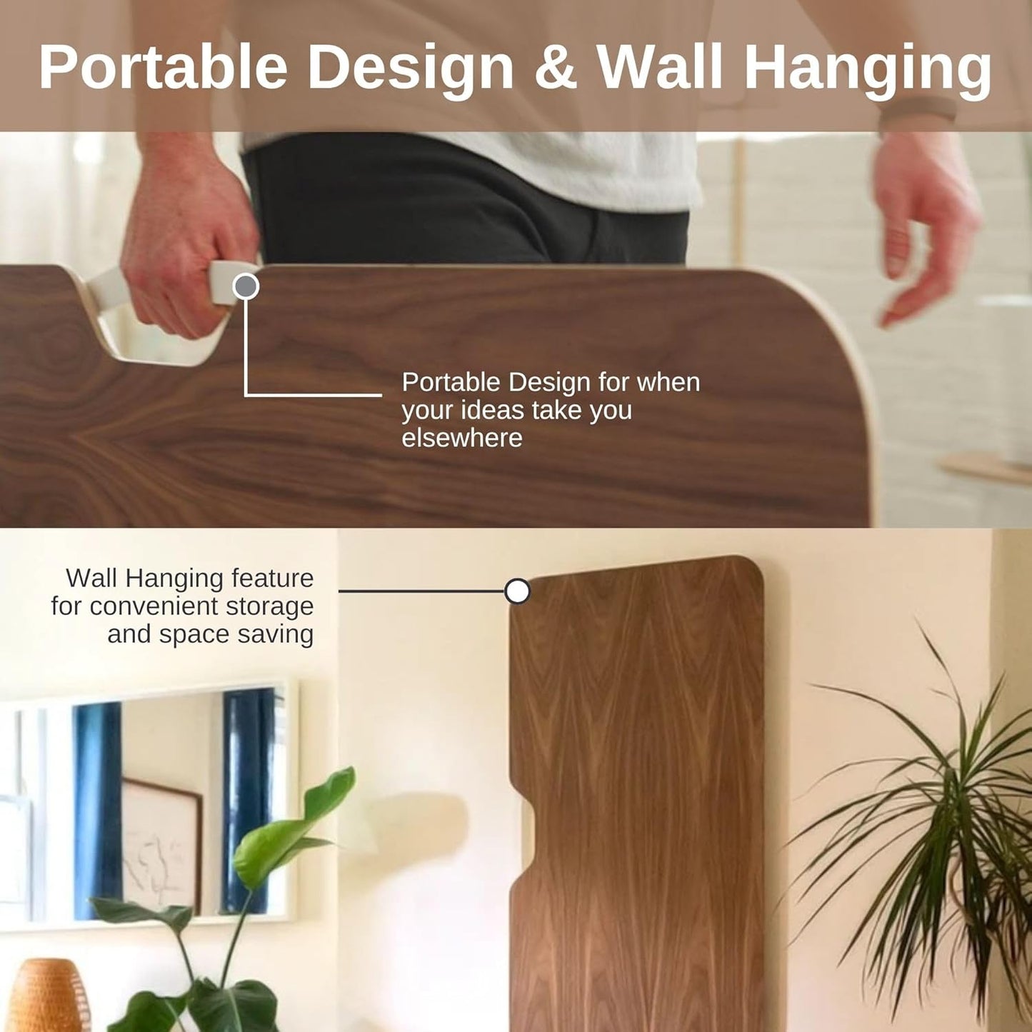 HOEK Student Desk Bundle, 47.5" x 23", Collapsible Dorm or Home Study Desk with Monitor Shelf, Under Shelf, Side Hook and Wall Storage, Portable Table with Easy Tool-Free Setup (Black/Black)