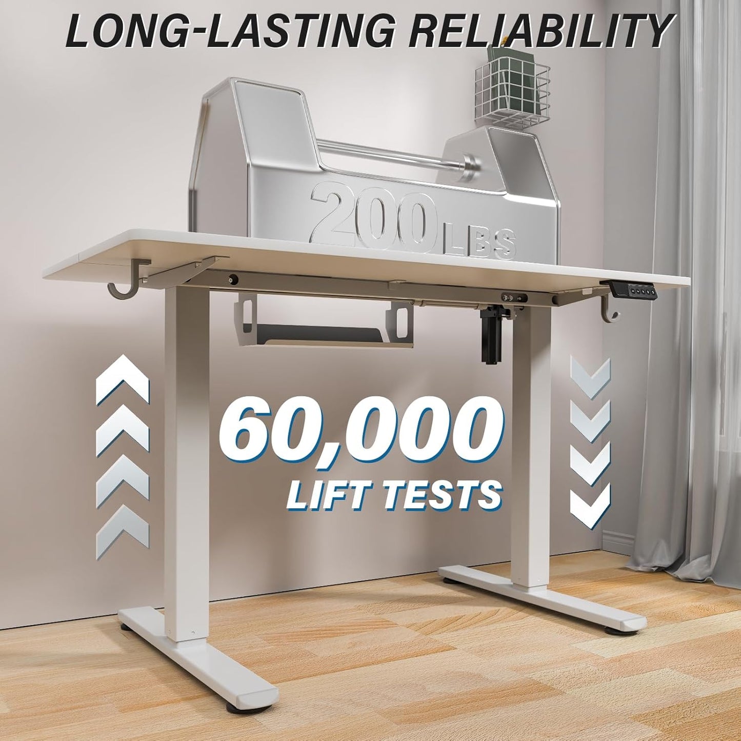 Kingant Electric Standing Desk Height Adjustable Stand Up Desks [48x 20 Inch] - Sit Stand Desk Ergonomic Rising Desks Computer Stand Desk for Home Office Workstation & Cable Management