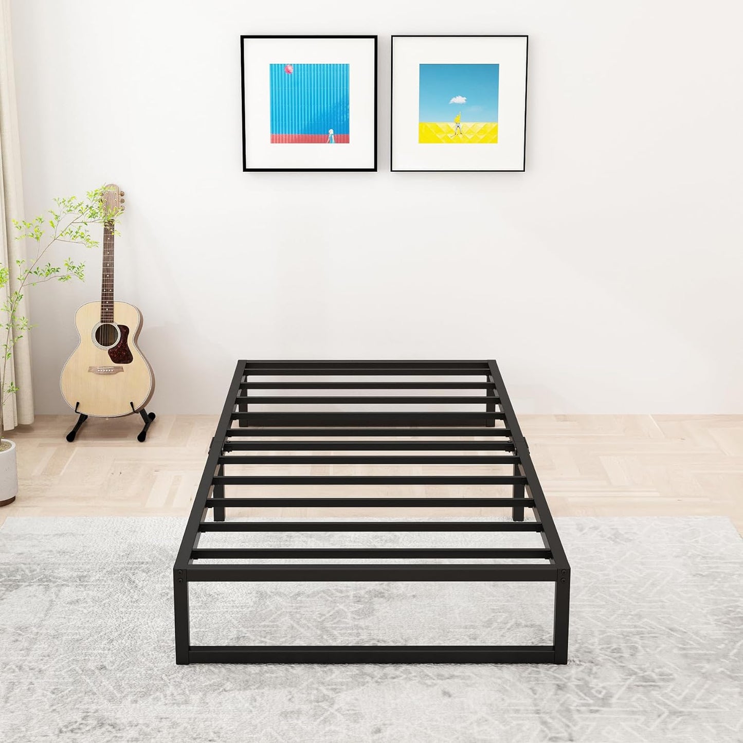 8 Inch Twin Bed Frames Heavy Duty Metal Twin Platform Bed Frame No Box Spring Needed, Noise Free, Easy Assembly, Black