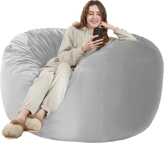 HABUTWAY Bean Bag Chair: Giant 6' Memory Foam Furniture Bean Bag Chair with Microfiber Cover - 6Ft,Light Grey