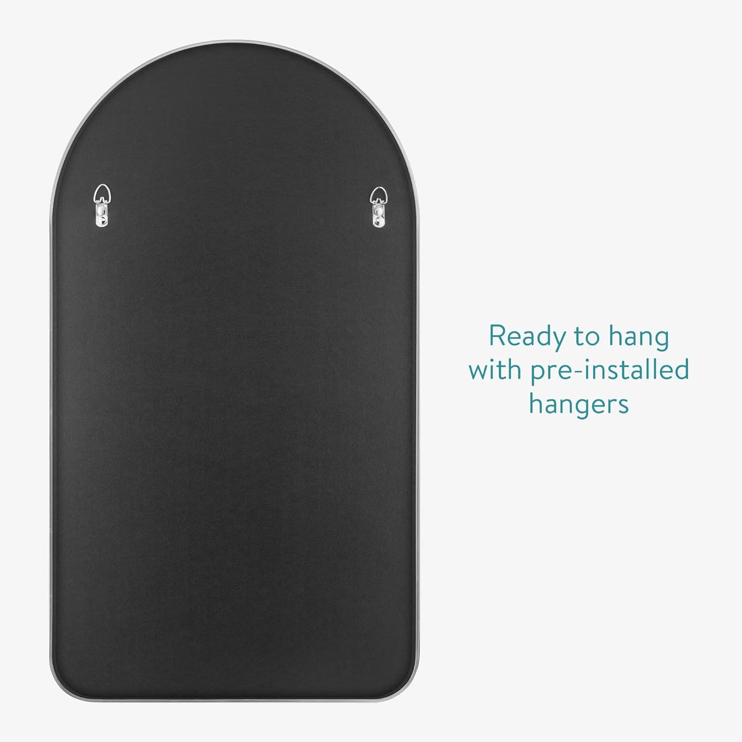 Navaris Arched Wall Mirror - Silver Arch Framed Mirror - 17.7x31.5 Wall-Mounted Mirror with Silver Aluminum Alloy Frame for Living Room Bathroom Hall