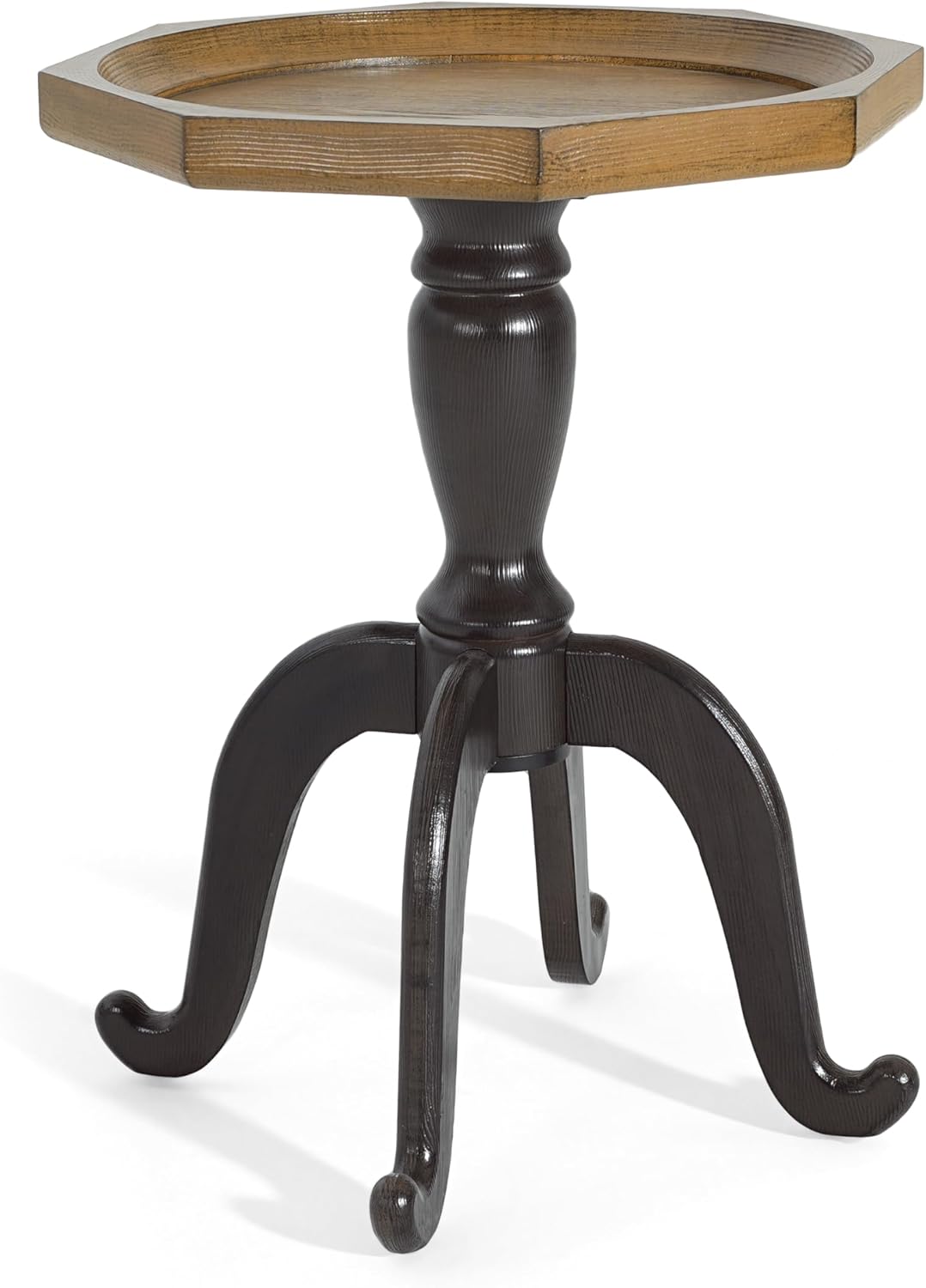 Christopher Knight Home Elizabeth 25" Small End Table with Spider Leg, Living Room Side Table, Accent Table with Lipped Tabletop, French Country Furniture, Wooden Small Coffee Table, Black + Natural