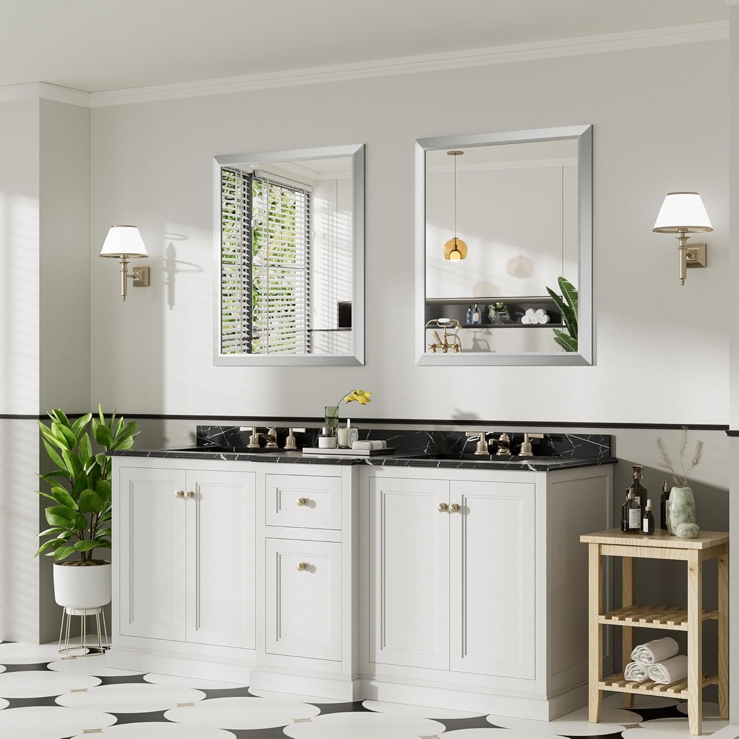 36x30 Inch Silver Bathroom Mirror for Wall, Thick Metal Framed Rectangle Mirrors for Over Sink, Bedroom, Living Room, Entryway, Anti-Rust, HD Tempered Glass