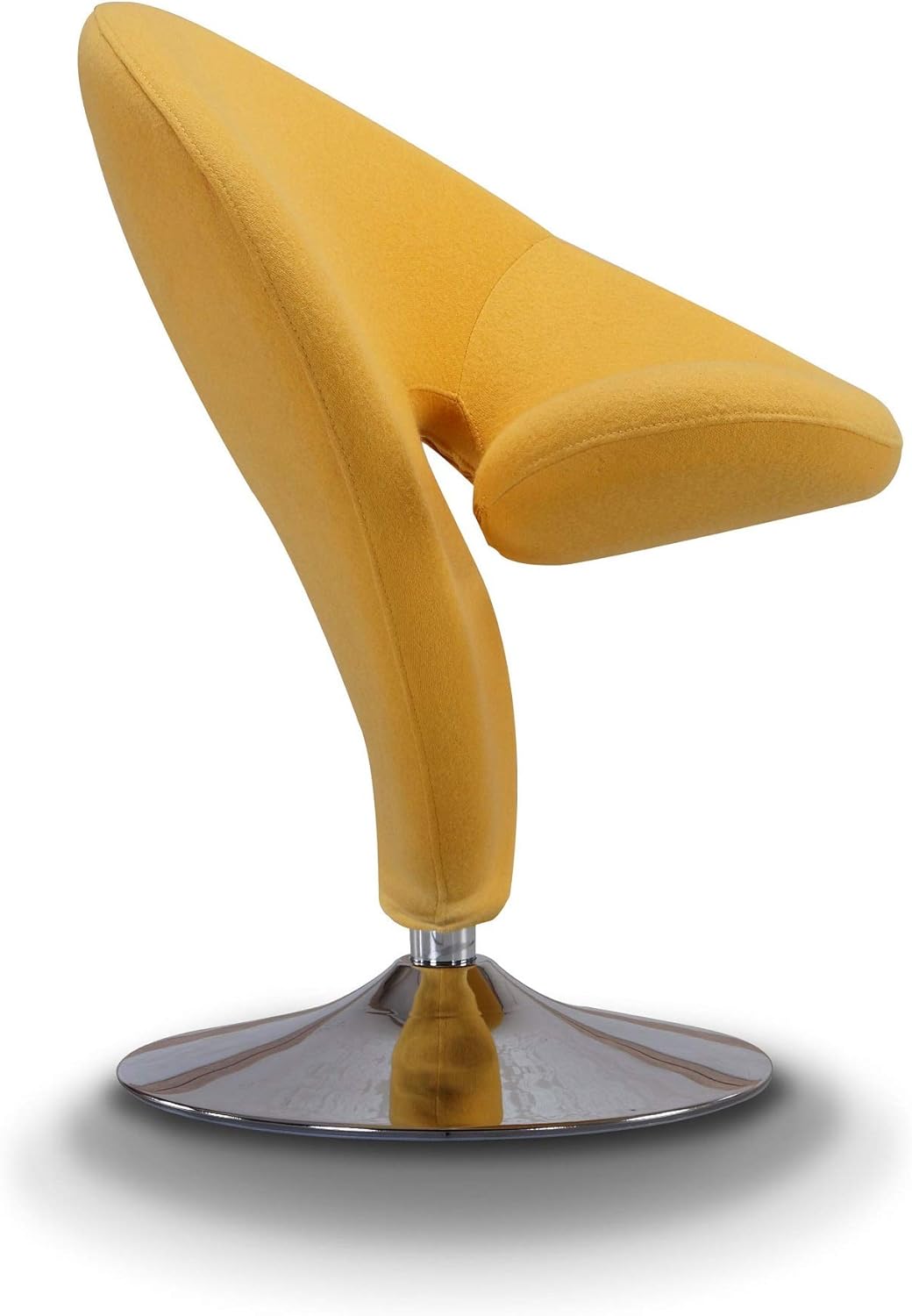 Manhattan Comfort Curl Swivel Accent Chair with 360° Turn, Fully Assembled, Upholstered in Wool Blend, Modern Ergonomic Design with Polished Chrome Base, Living Room & Office, Set of 1, Yellow