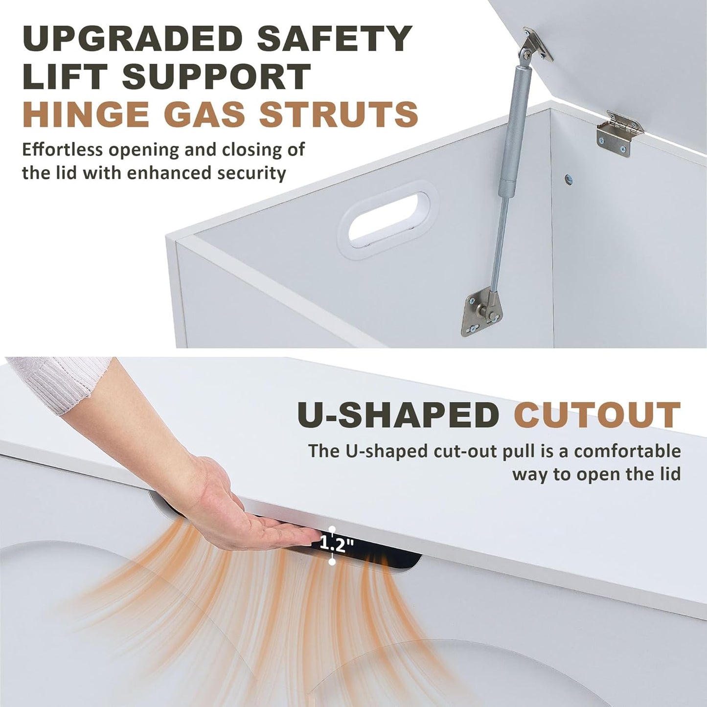 Storage Chest, 31.5" Storage Trunk Chest, Retro Entryway Bench, Supports 330 lbs, Upgraded Safety Lift Support Hinge, Entryway Bench, U-Shaped Opening for Entryway Living Room, White