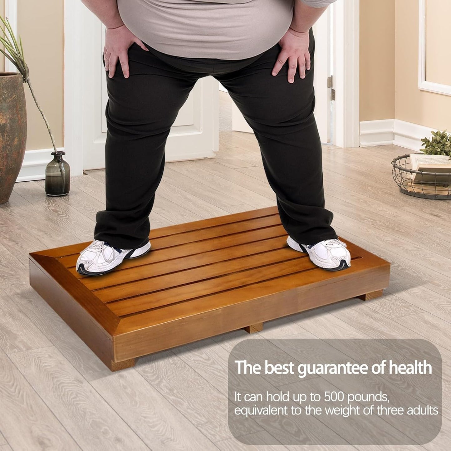 3.15" One Step Stool for Elderly (No Assemble Required)- Friendly Acacia Wood High Riser Step Stool for Bed - Wooden Mobility Stepping Stools for Adults, Kids/Bedside, Bathroom, Kitchen, Garden