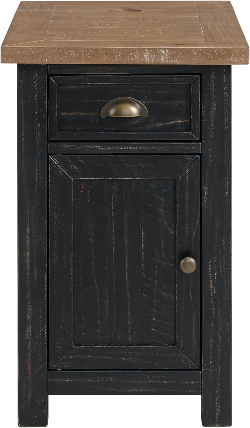 Martin Svensson Home Monterey Chairside Table with Power, Black and Driftwood