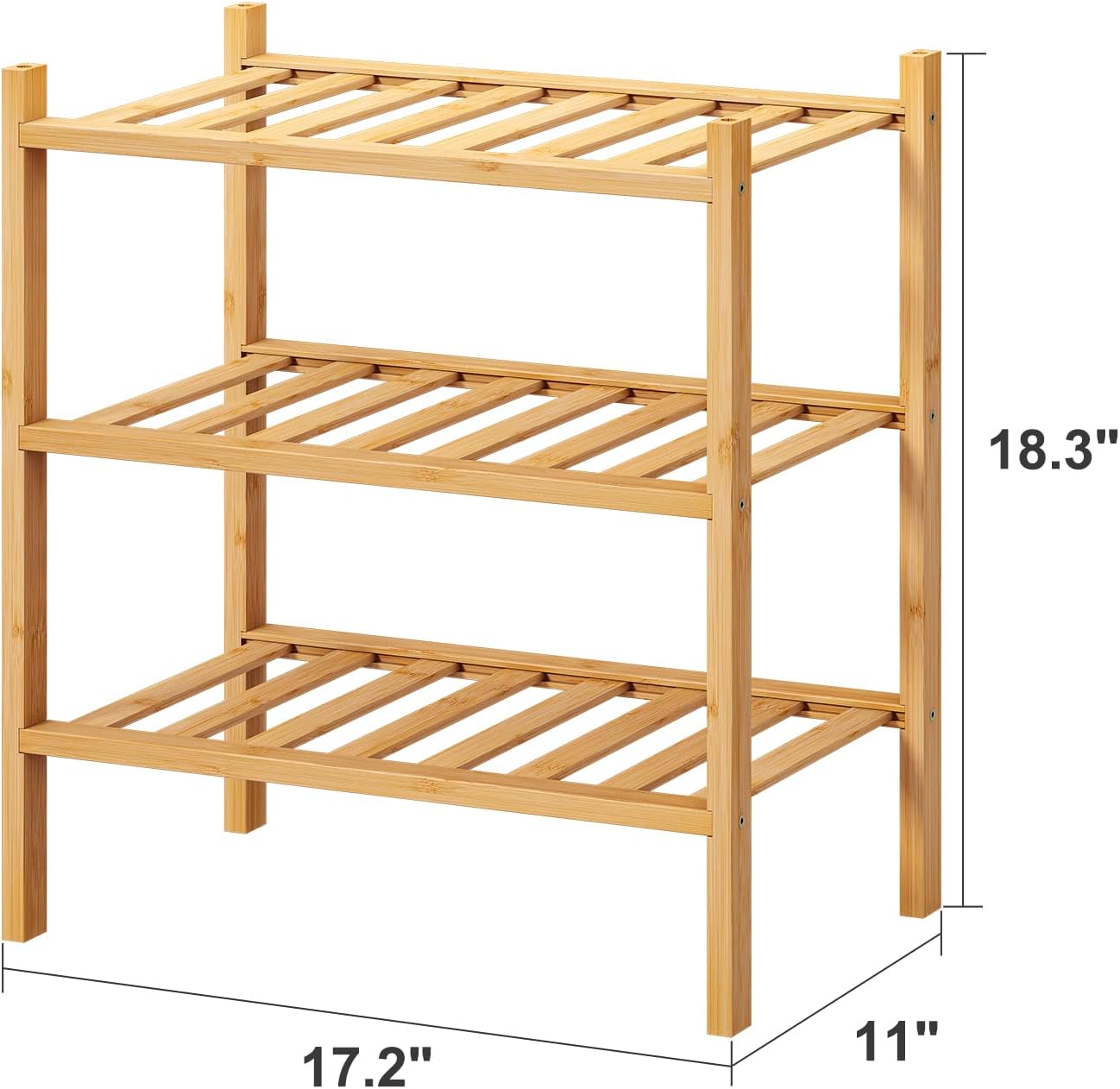 Small Shoe Rack, 3-Tier Shoe Rack for Entryway, Bamboo Wood Shoe Shelf for Closet & Hallway, Long 17.2IN | Beautiful | Functional | Sturdy | Durable