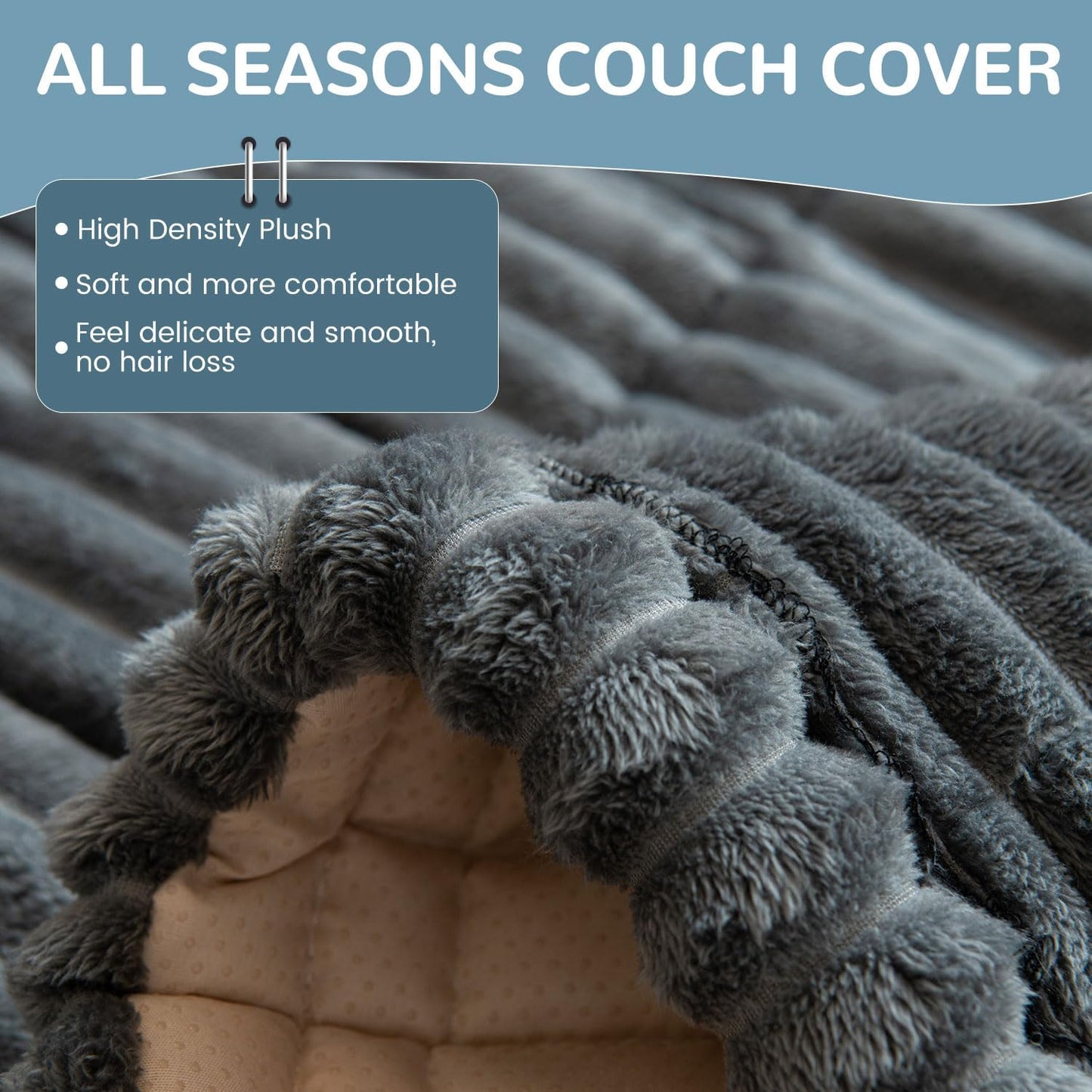 OTOB Couch Cover for Dogs Washable, Non Slip Funny Pet Couch Covers Sofa Slipcovers Cushion Mat, Plush Soft Cozy Pet Friendly Furniture Protector, All Seasons (Dark Gray, 23.6" x 47.2")
