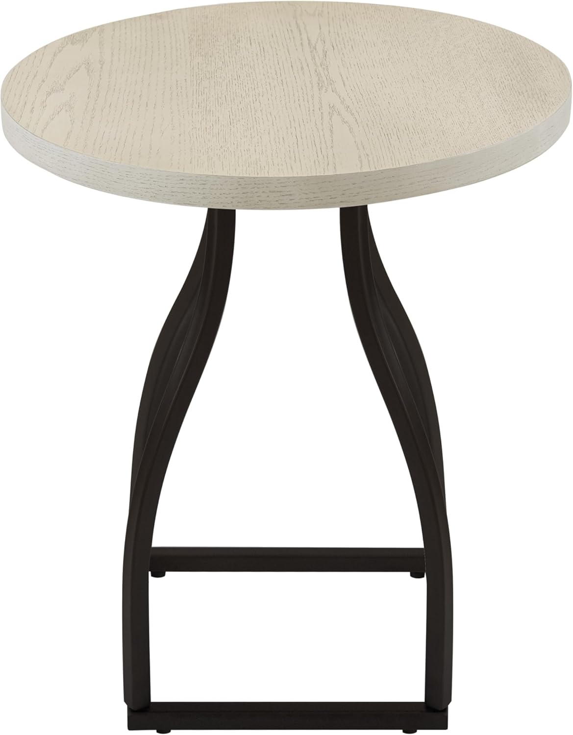 HomePop Lindsay Round Accent Table with Metal Base - White Wash
