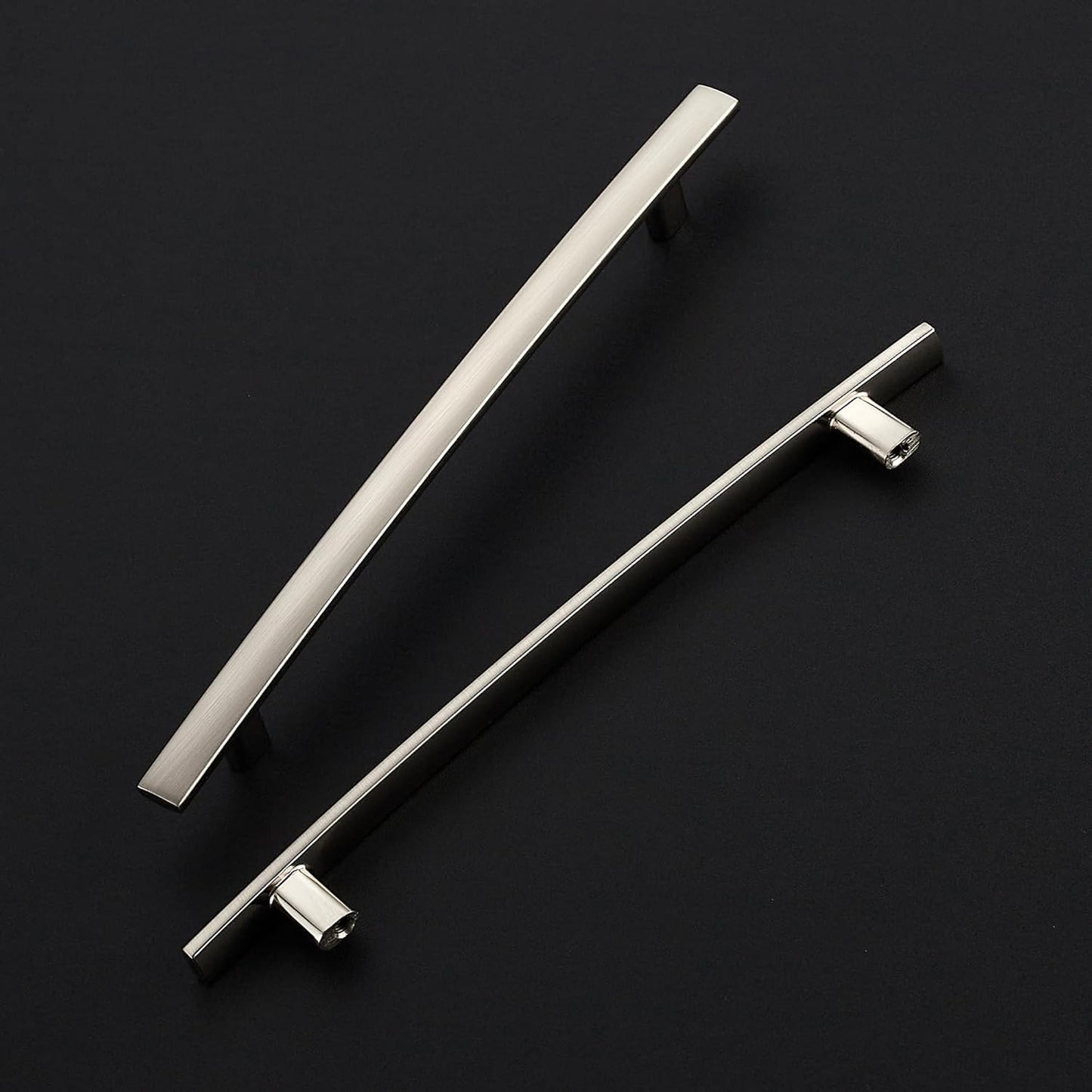 10 Pack Cabinet Handles 7.5" Hole Center - Curved Cabinet Pulls Brushed Nickel Drawer Pulls for Kitchen Cupboard Solid Hardware for Dresser Drawer Arch Hardware