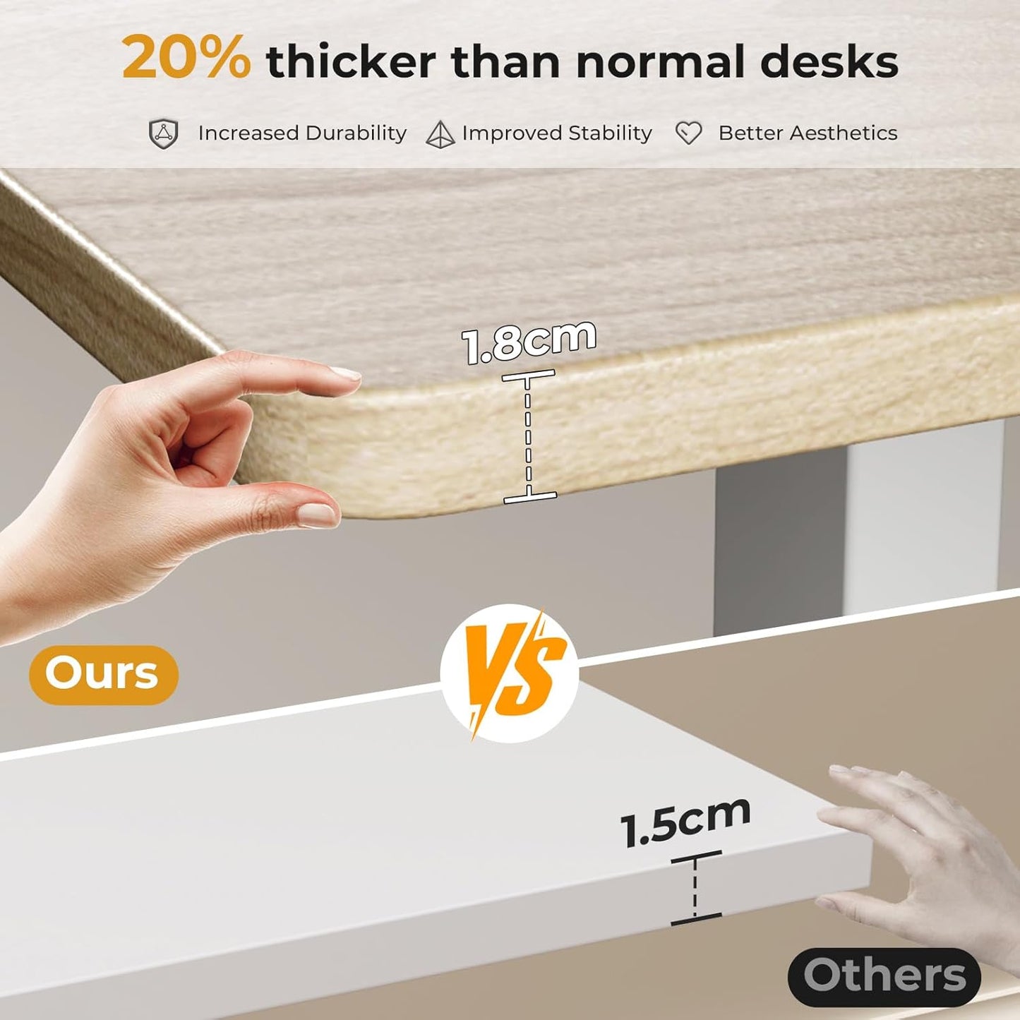 JOY worker Small Electric Standing Desk, 35" x 20" Whole Piece Height Adjustable Desk with Memory Controller, Light Walnut Sit to Stand Workstation for Home Office