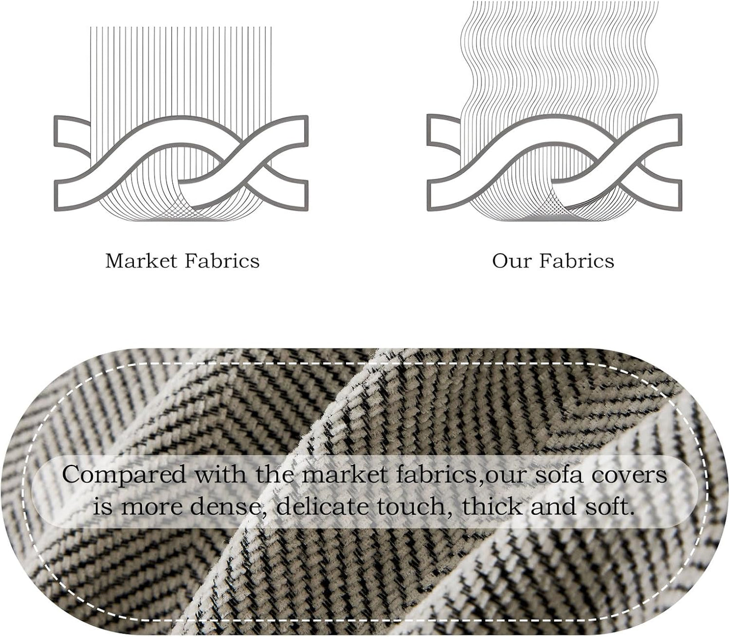 STACYPIK Silver Gray Sofa Cover for Dogs, Herringbone Couch Cover for Sectional, Pets Protector for 3 Cushion Couch, Washable Anti-Slip Loveseat Cushion Cover with Tassel, Multi-Use Blankets-71X134IN