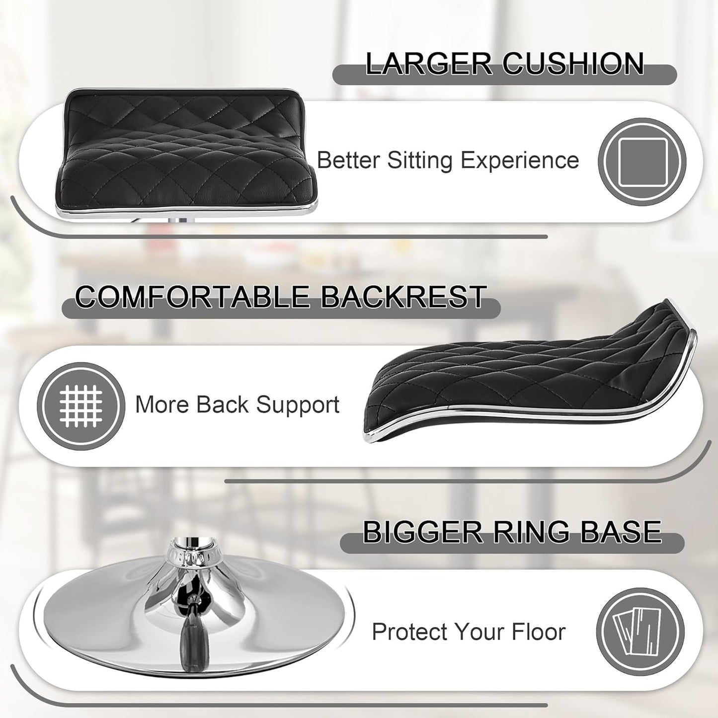 VECELO Bar Stools Set of 4, Adjustable Bar Stools, Bar Height Stools for Kitchen Counter