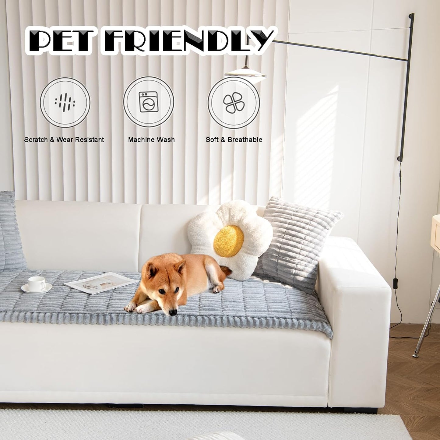 ZQFFB Pet Couch Cover Dogs Washable Non-Slip Couch Protector Pet Friendly Dog Mat for Couches and Sofas