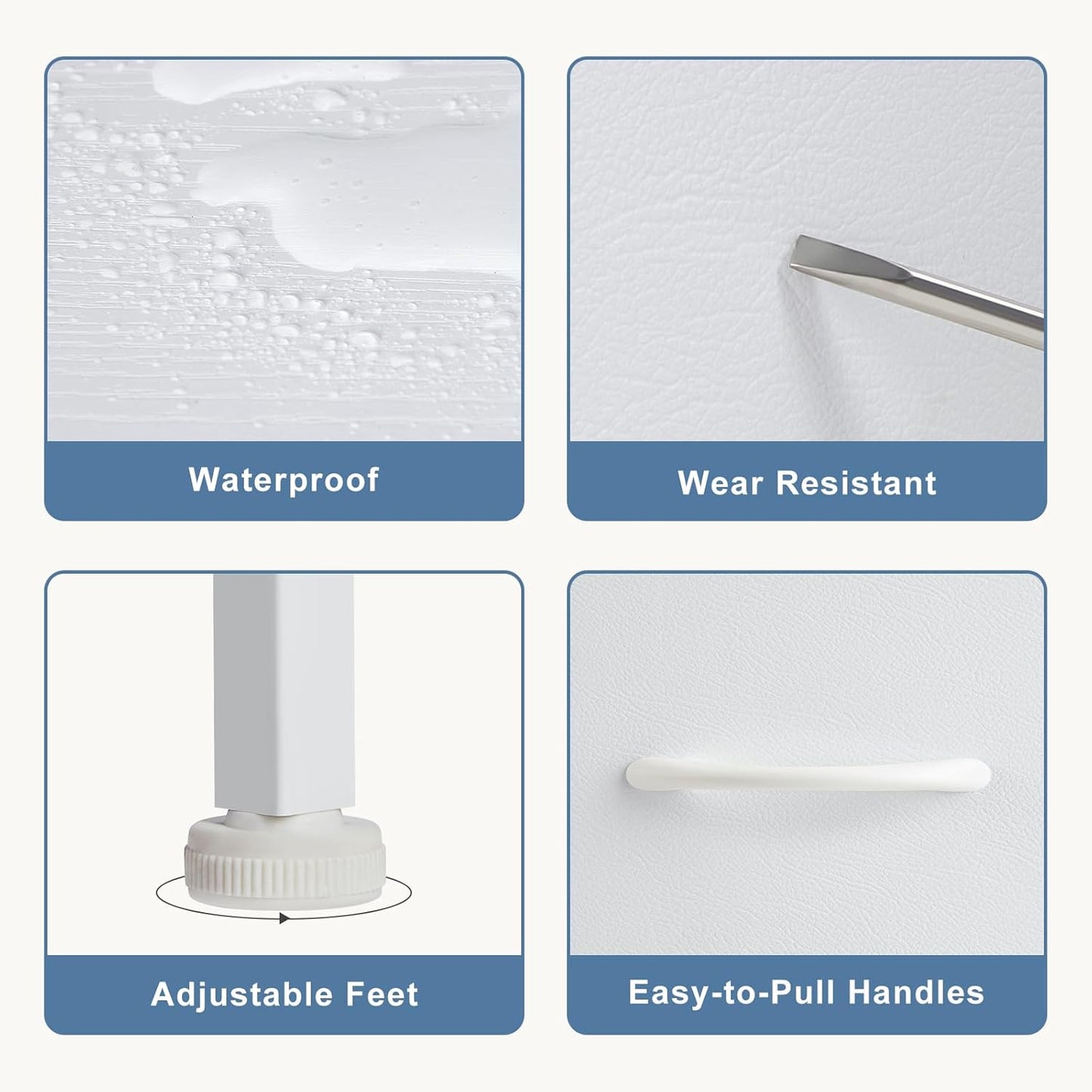 DUMOS Nightstand Small Dresser with 2 Fabric Drawers Side Tables Bedroom End Table Kids Bedside Storage Furniture for 20 inch Tall Night Stand for Closet, Entryway, College Dorm, White(2 Pack)