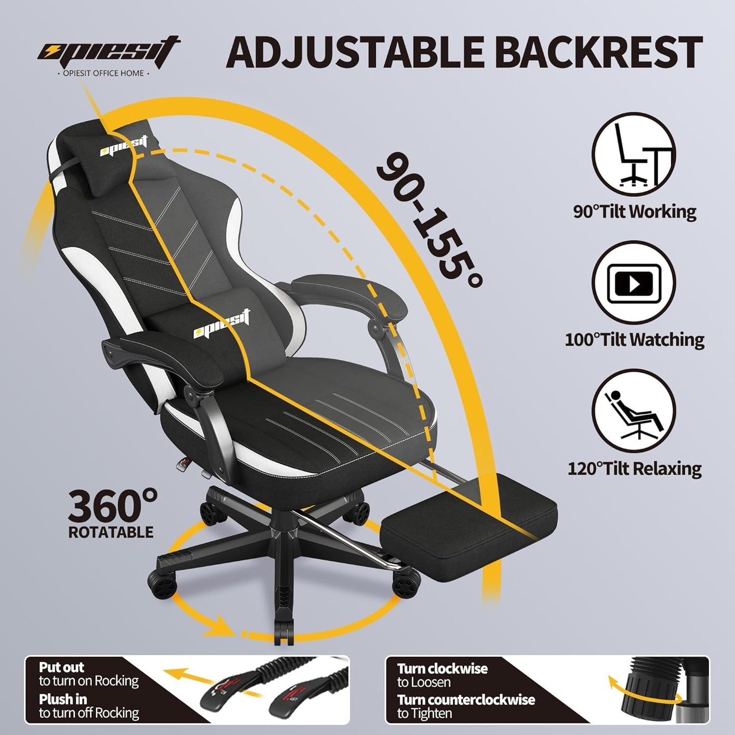 Gaming Chair,Fabric Computer Chair with Pocket Spring Cushion,400 lb Load Capacity,Ergonomic Office Chair with Footrest,Height Adjustable Video Gamer Chair with Lumbar Support(Black)