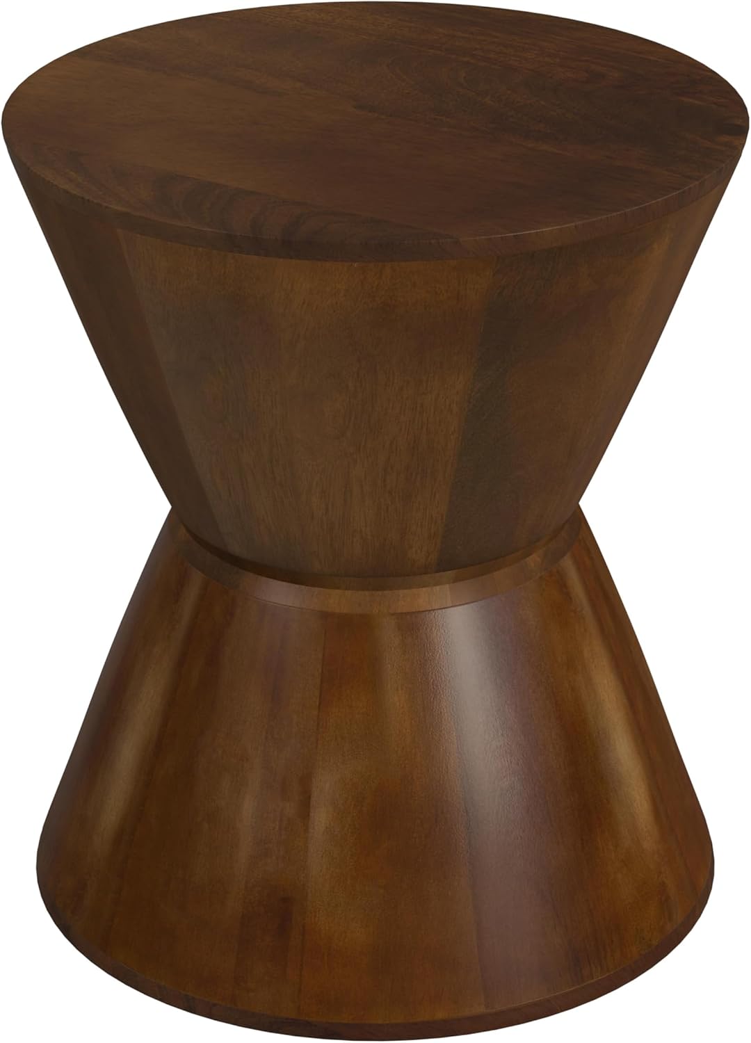 HomePop Walnut Mango Wood End/Side Round Table