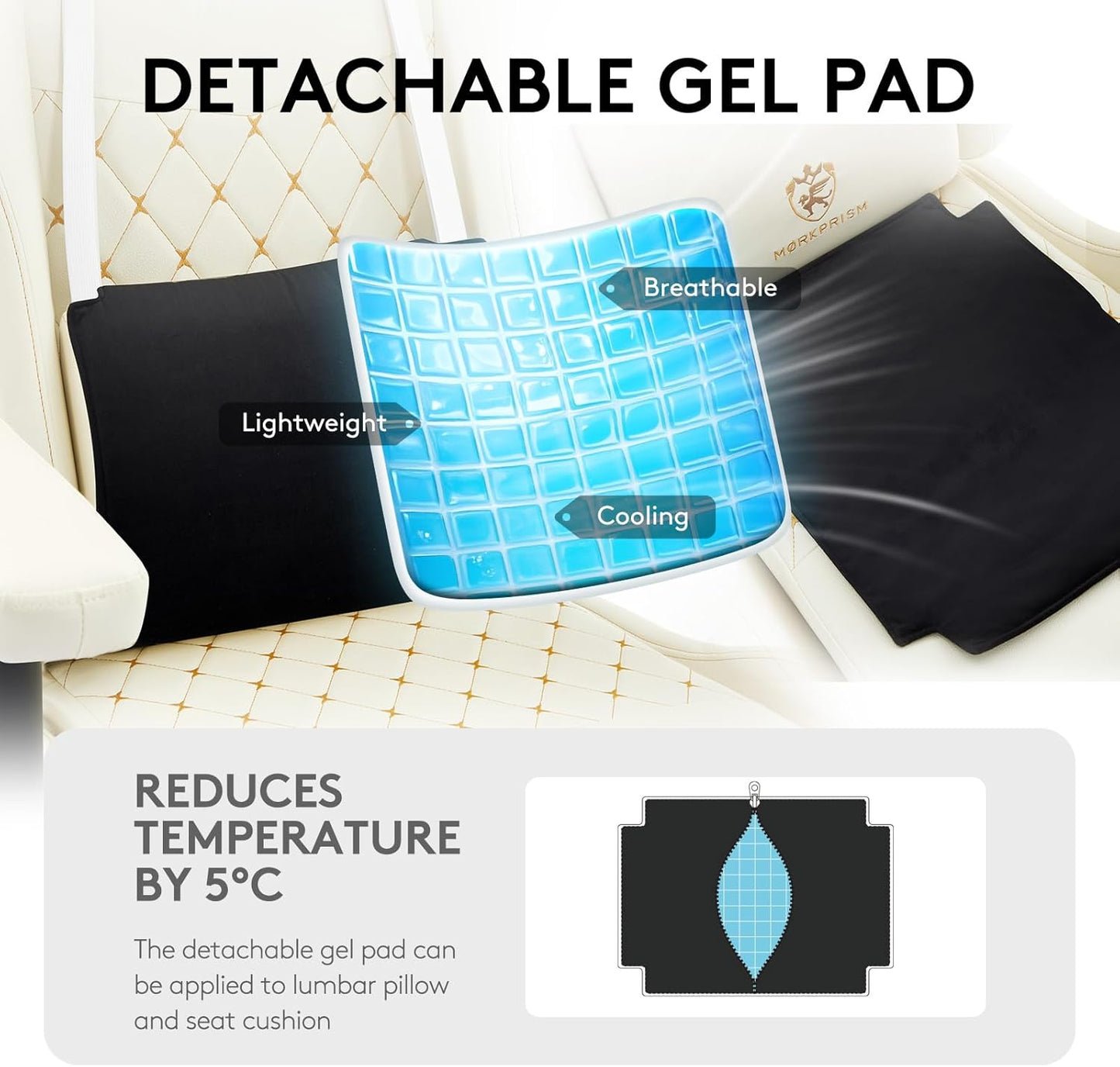 Gaming Chair,Computer Office Chair with Footrest,Massage Lumbar Support and Gel Pad,Ergonomic Reclining Leather Gamer Chair with Headrest,Adjustable Armrests and Spring Cushion Ivory