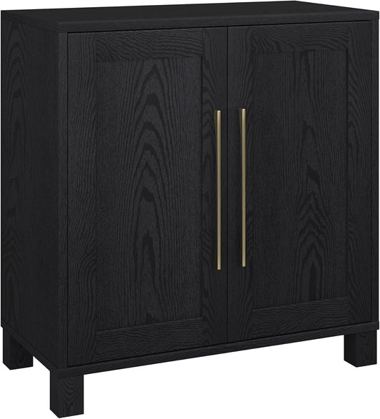 Henn&Hart 28" Wide Rectangular Accent Cabinet in Natural Black, for Home, Living Room, Bedroom, Entertainment Room, Office.