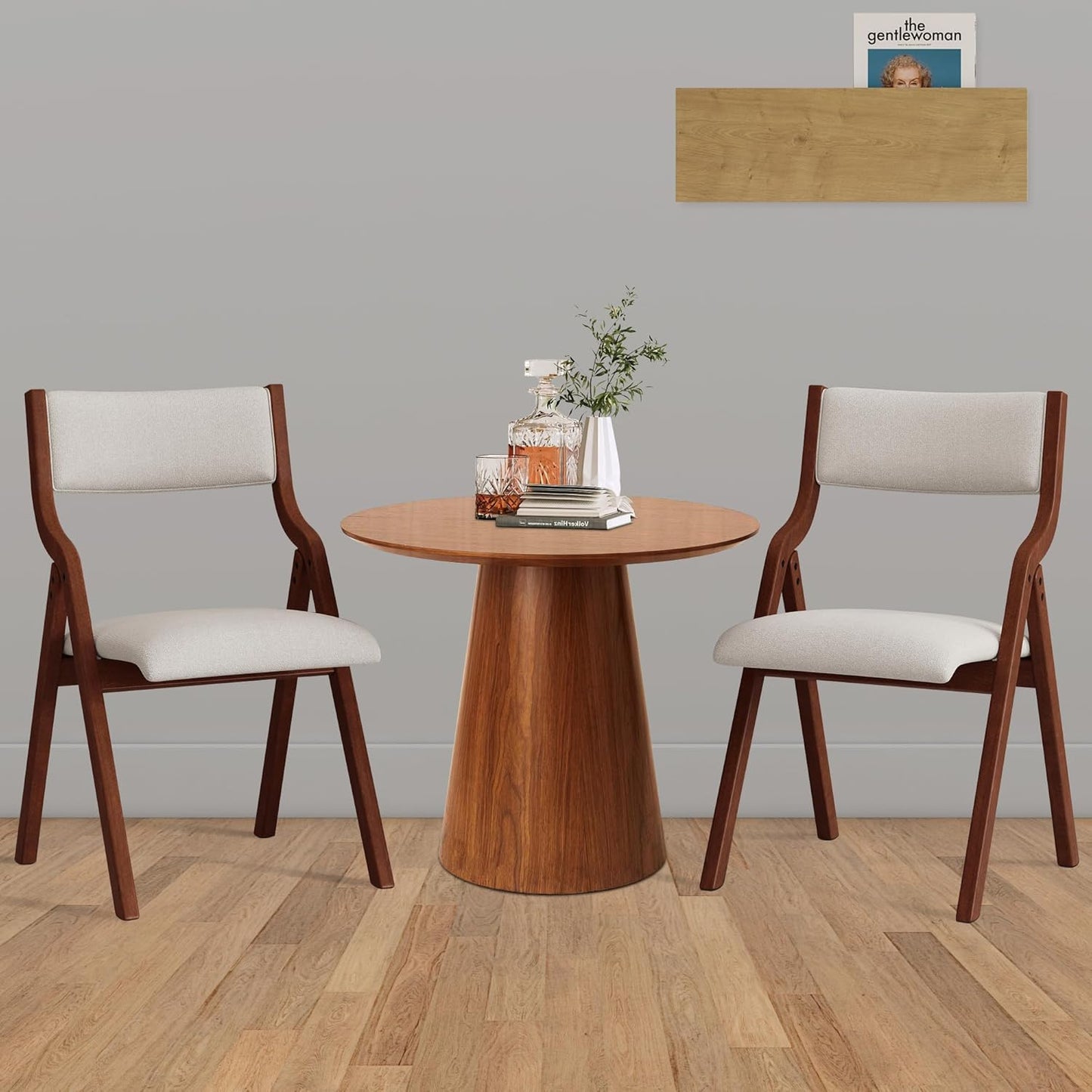 Ball & Cast Upholstered Folding Chairs Set of 2 with Ergonomically Designed Back and Solid Wood Frame, for Dining Room and Office,Indoor and Outdoor Events,Space Saving,Cream White+Cherry