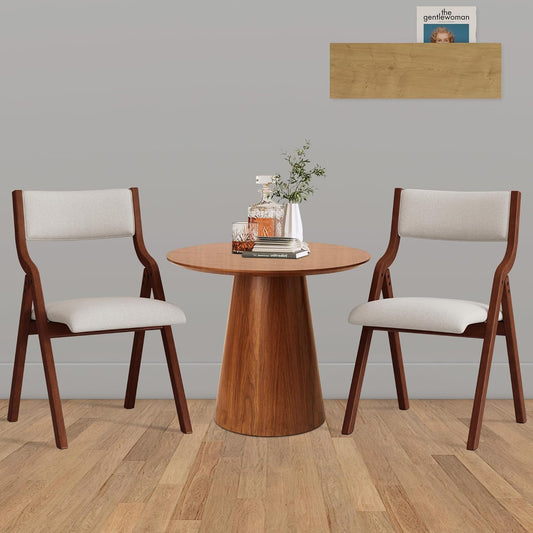 Ball & Cast Upholstered Folding Chairs Set of 2 with Ergonomically Designed Back and Solid Wood Frame, for Dining Room and Office,Indoor and Outdoor Events,Space Saving,Cream White+Cherry