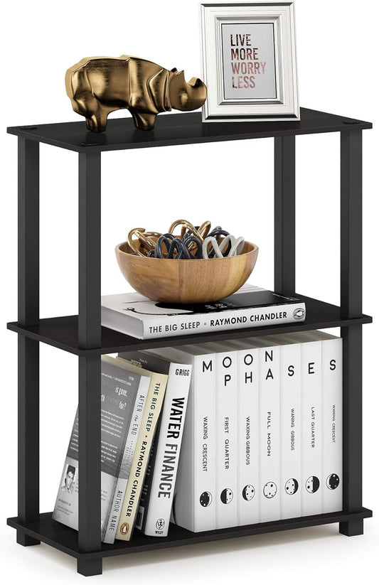 Furinno Turn-S-Tube 3-Tier Compact Multipurpose Shelf Display Rack with Square Tube, Espresso/Black