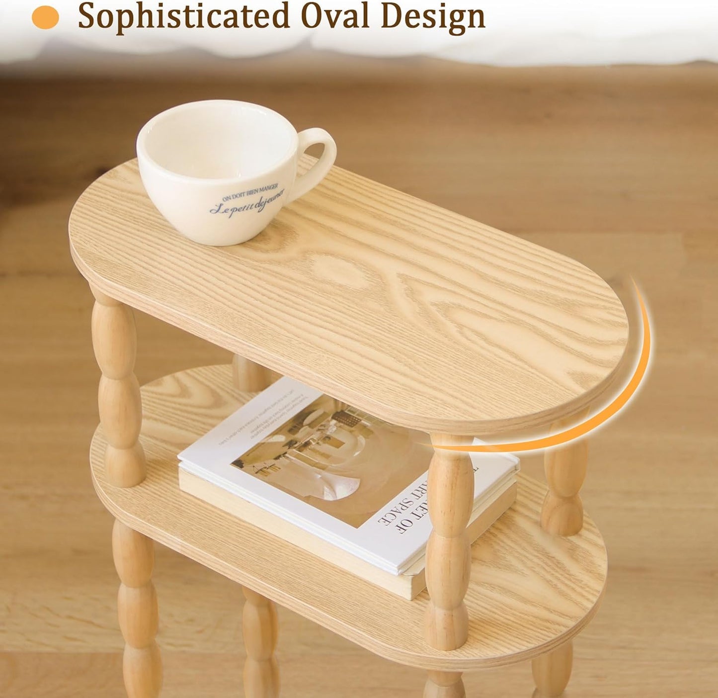 MaxSmeo Narrow End Table, Small Narrow Side Table for Small Space, 3-Tier Skinny End Table Nightstand for Bedroom, Living Room and Office (Natural)