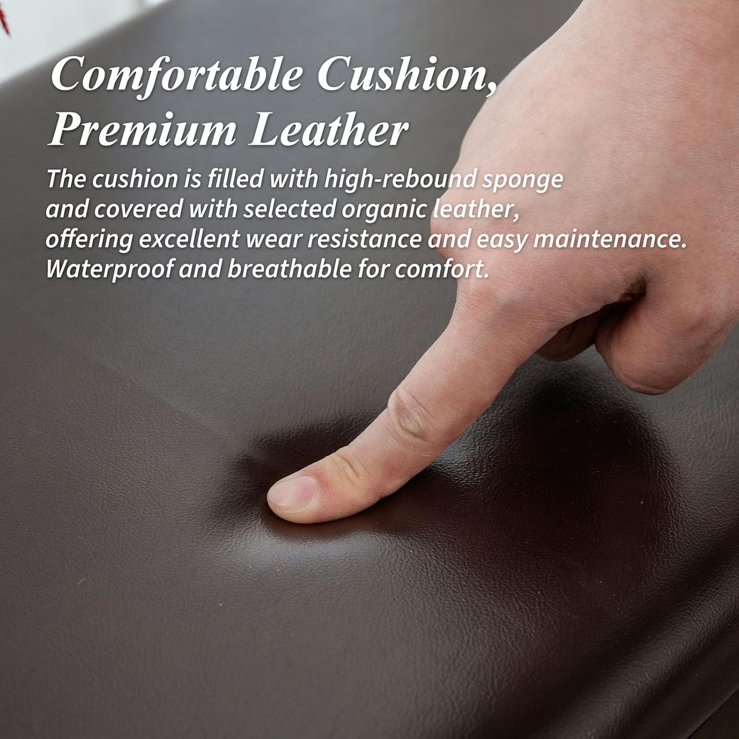 Shoe Bench, Entryway Bench with Leather Cushion, Solid Wood Shoe Rack, Mid Century Modern Bench, Shoe Storage, Shoe Organizer for Entryway (Brown, 39.4" W)