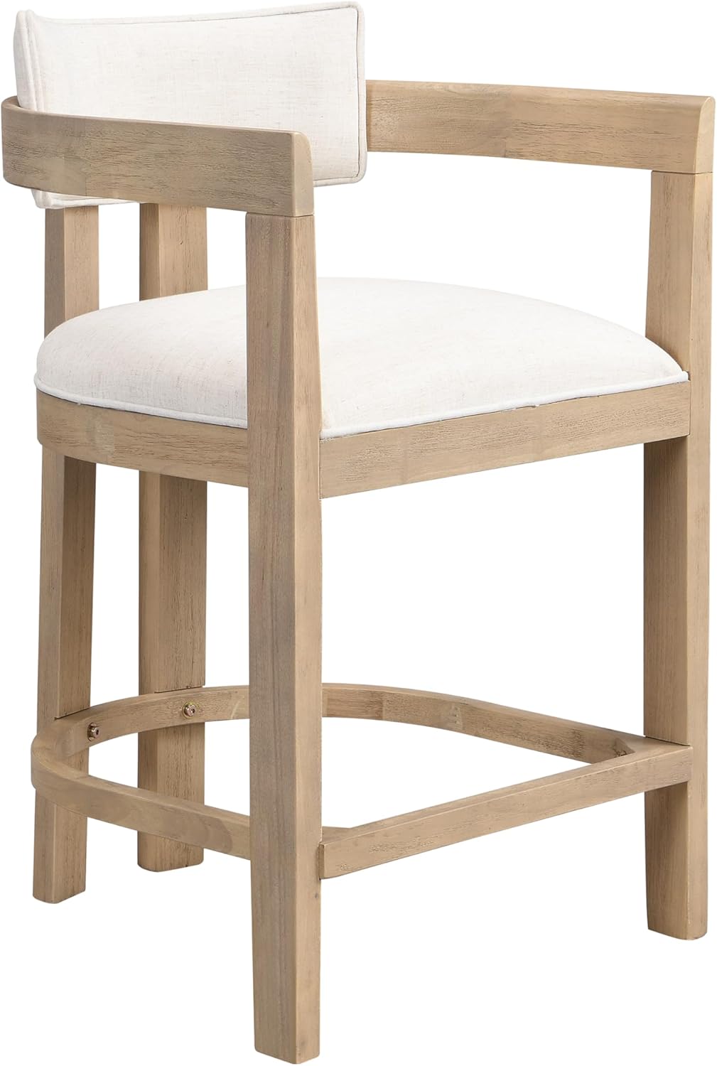 Christopher Knight Home Set of 2 Ryland Modern 26" Counter Height Bar Stools, Fabric Upholstered Counter Stools,Wooden Kitchen Island Armchair with Footrest, Round Backrest, Soft Seating,Beige+Natural