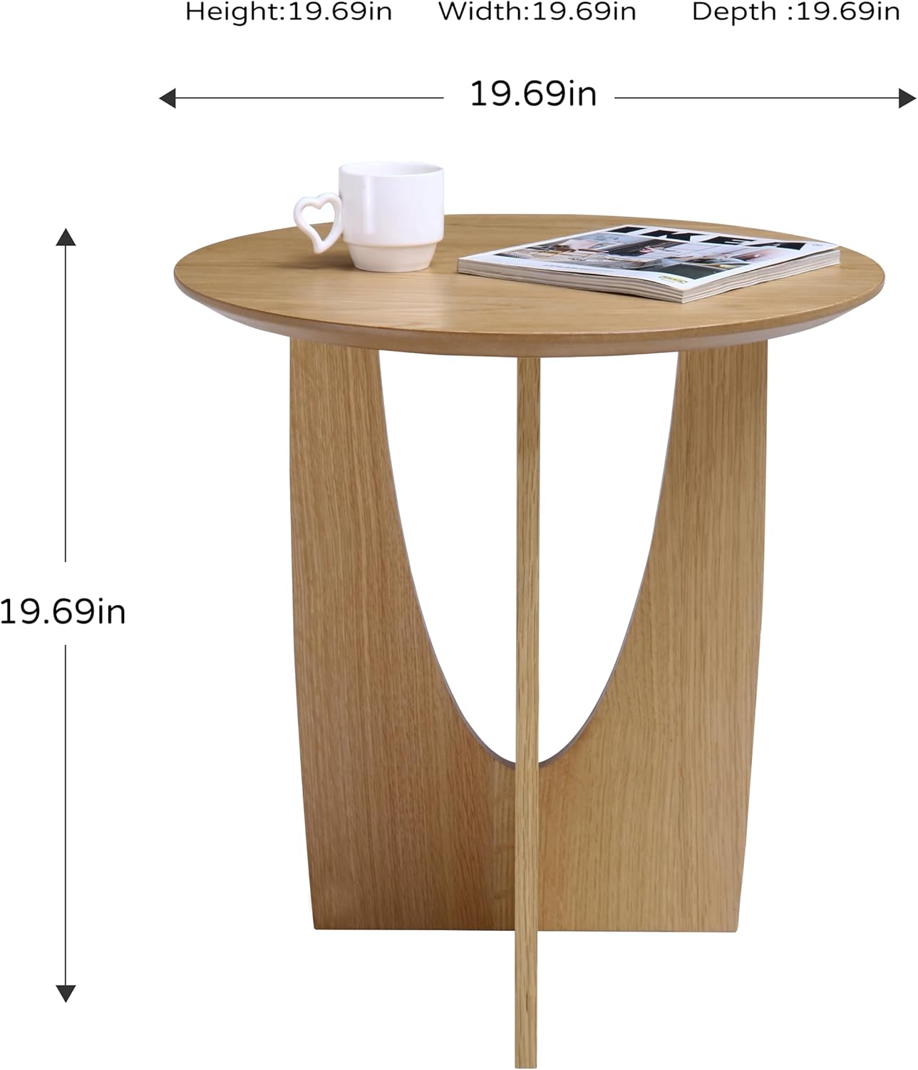 Get Set Style Round End Table Accent Side Table Circle Wood Corner Table Small Modern Coffee Table for Living Room or Bedroom Nightstand (Natural Finish)