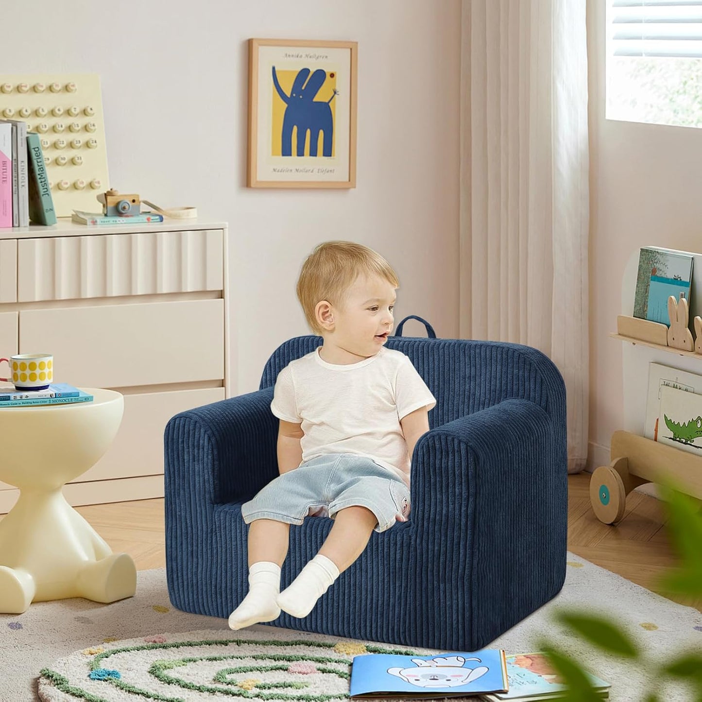 Getifun Foam Kids Sofa, Comfy Toddler Couch, Soft Toddler Armchair for Boys and Girls (Blue)