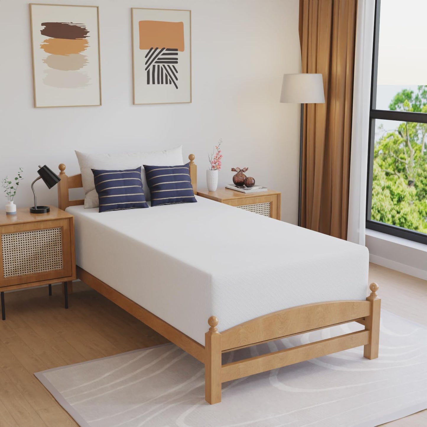 FDW | 14 Inch Twin Mattress | Medium Firm | Gel Memory Foam Mattress | White | Bed in a Box, CertiPUR-US Certified | Pressure Relief, Cooling Ventilated Foam | Washable Removable Cover