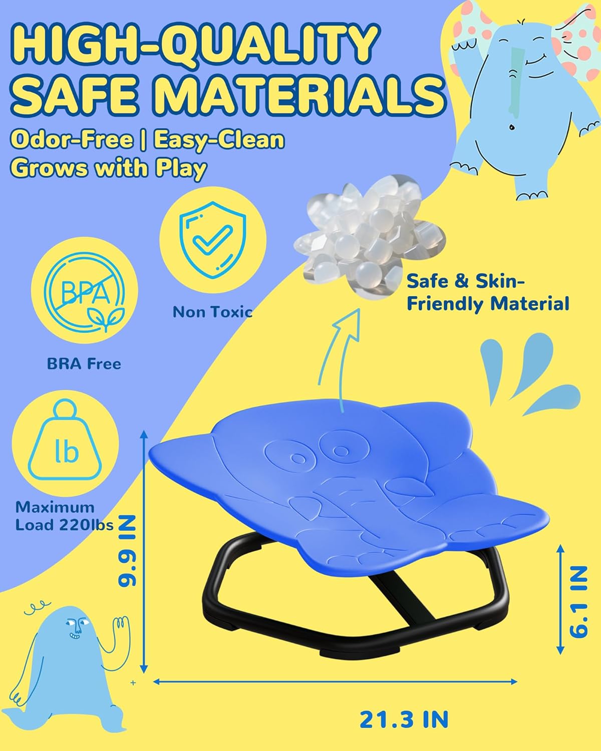 Spinning Chair for Autistic Kids, 21" L × 16" W Sensory Toys for Kids with Autism, Sit and Spin, Toddlers & ADHD Children, Sensory Products Swivel Chair, Navy Blue