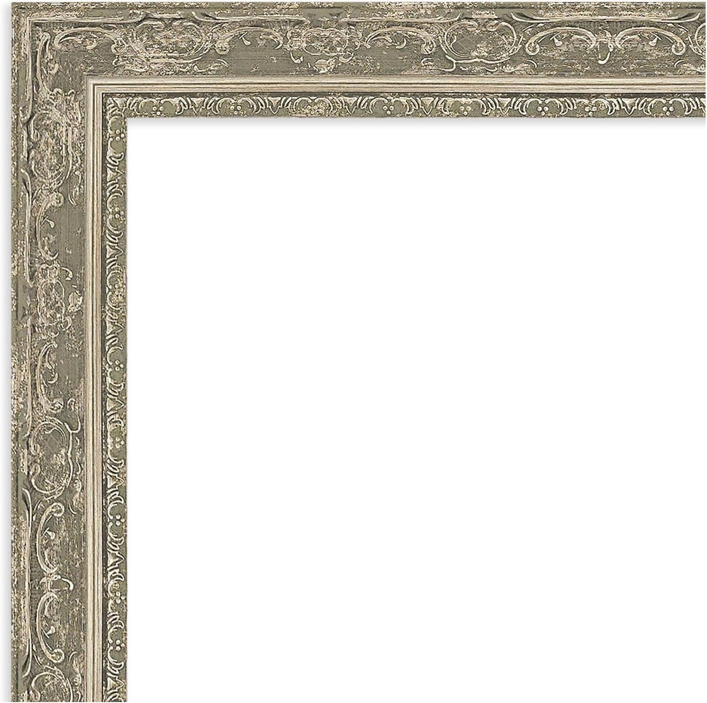 Amanti Art Bathroom Mirror for Over Sink, 29x23 Filigree Silver Rectangle Vanity Mirror, Medium Traditional Frame, Hangs Horizonally and Vertically, Bathroom Wall Decor, Beveled Edge