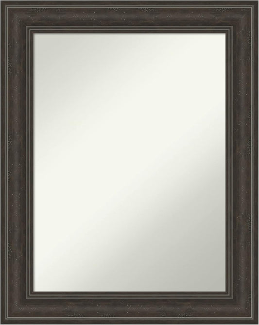Amanti Art Black Bathroom Mirror for Over Sink, 28x22 Shipwreck Black Narrow Rectangle Vanity Mirror, Medium Country Rustic Frame, Hangs Horizonally and Vertically, Bathroom Wall Decor, Non-Beveled