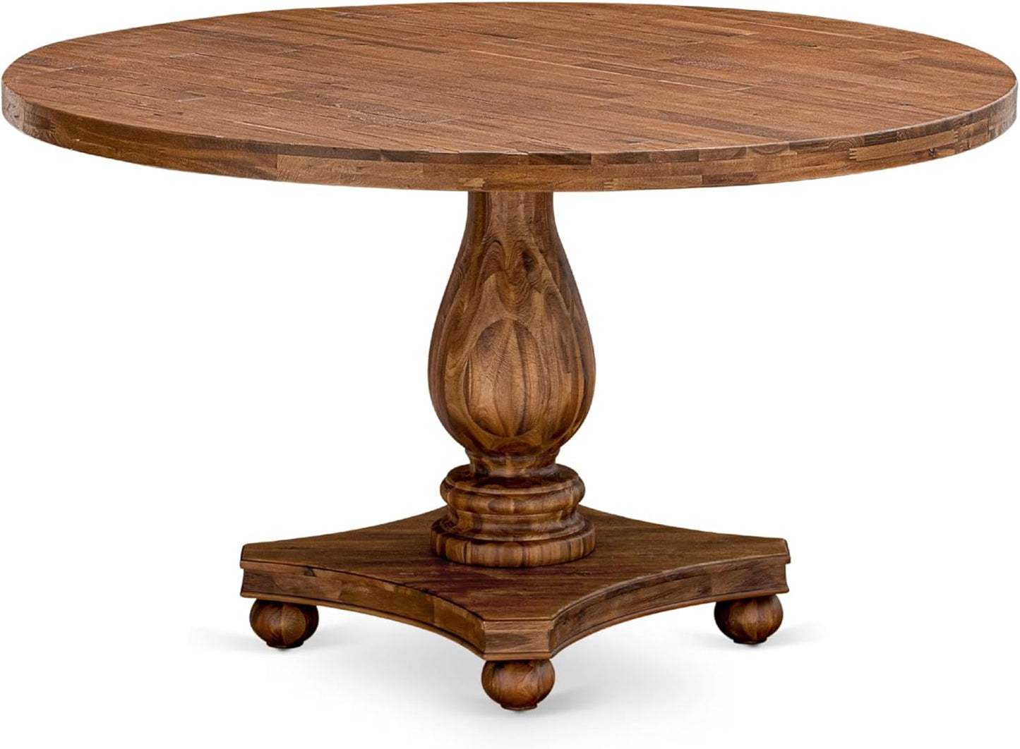 I2LA5-50N-05 - 5-Piece Mid Century Dining Set Includes A Table and 4 Grey Polyester Fabric Mid Century Dining Chairs with High Back, Antique Walnut