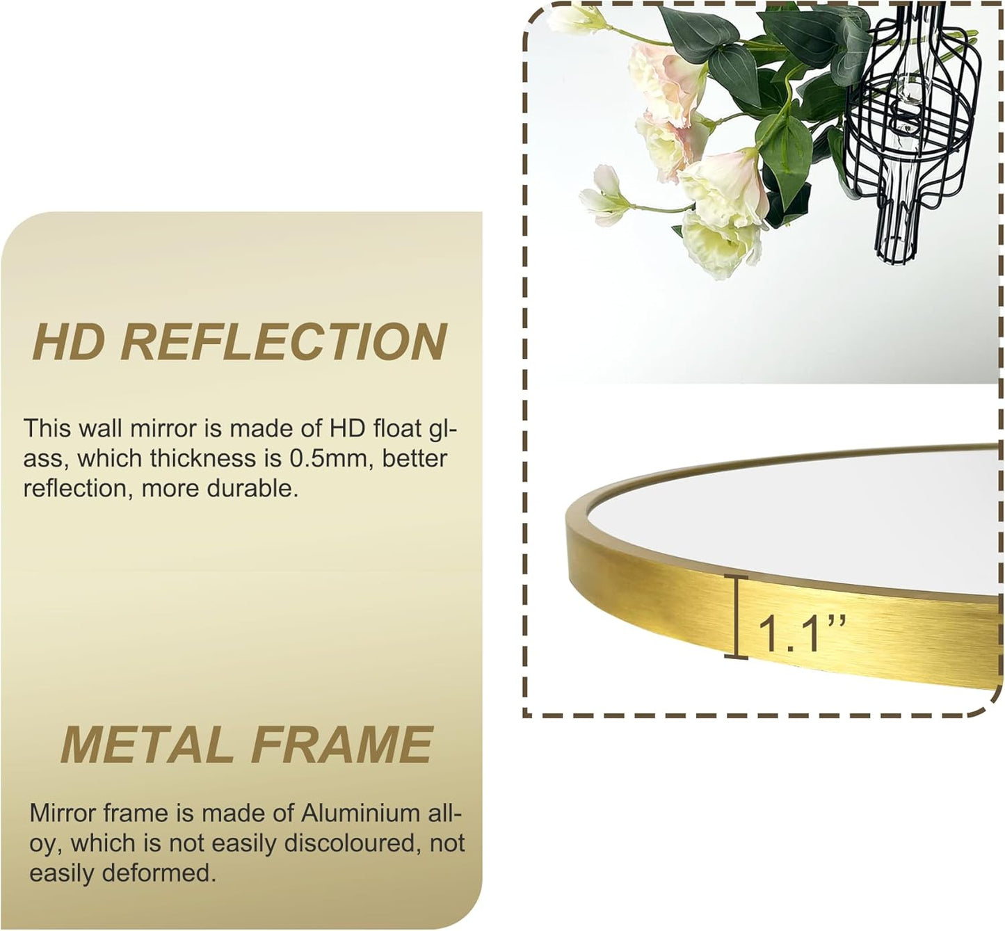 Bathroom Mirrors for Wall,Gold Frame Mirror,30'' Round Circle Mirror for Entryway Bedroom Vanity(30'',Gold)